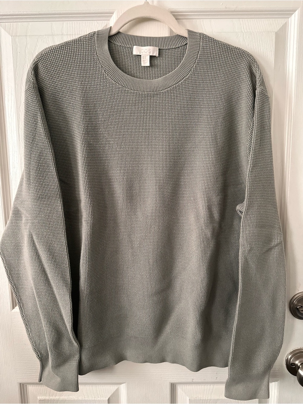COS Men's Crewneck Sweater in Light Gray-Green